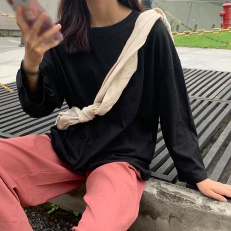 Áo Thun Nữ Tay Dài Màu Trơn Thời Trang