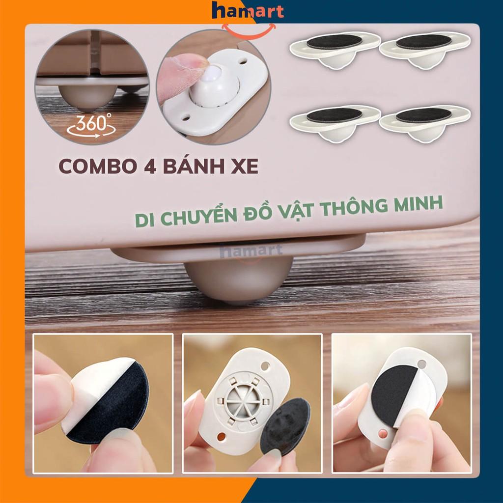 COMBO 4 Bánh Xe Nhựa Bánh Xe Di Chuyển Đồ Vật DÁN 3M XOAY 360° CHỊU TẢI LỚN TIỆN LỢI