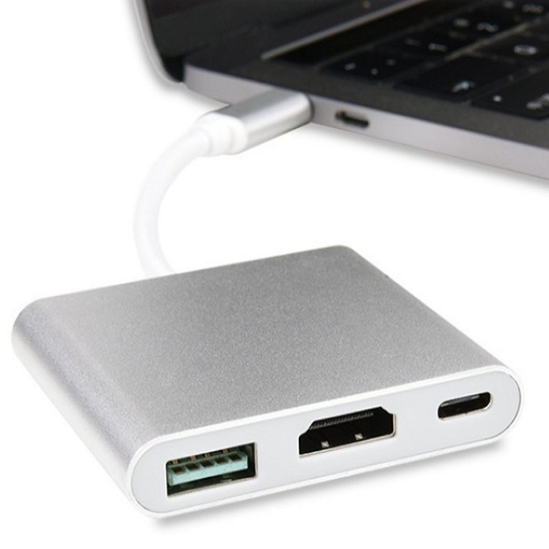 Thiết Bị Xuất HÌnh 4k Cho máy tính Macbook  -  Từ Cổng Type-C ra HDMI + USB 3.0 + Type-C