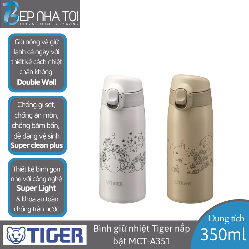 Bình Giữ Nhiệt Tiger Nắp Bật Dành Cho Bé MCT-A351 [350ml] - Hàng Chính Hãng