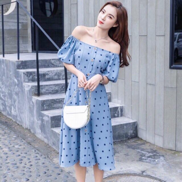 Đầm Xoè Ngắn Xanh Blue Bi