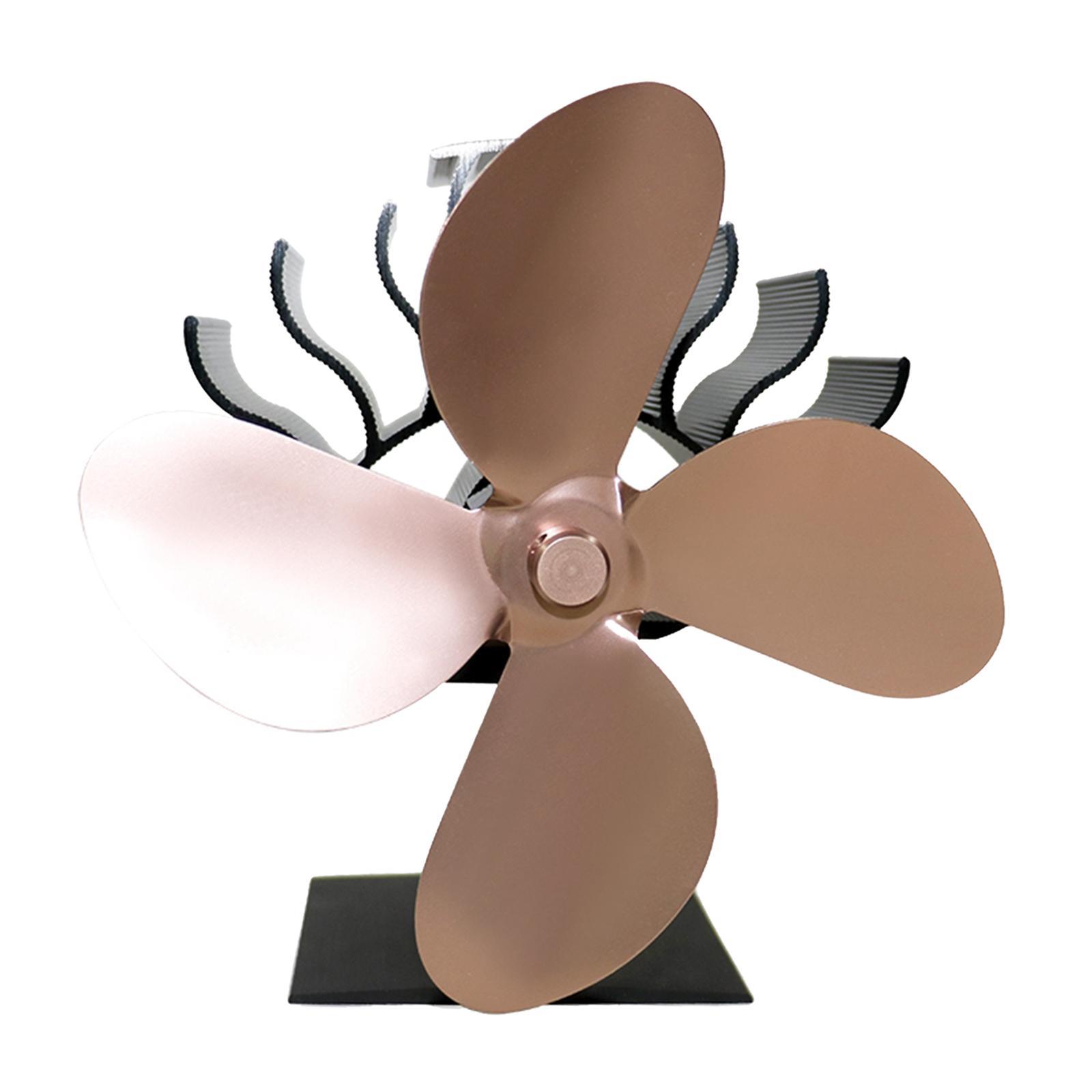 4-Blade Heat Powered Stove Burner Fan Wood/Log Burner/Fireplace Warm