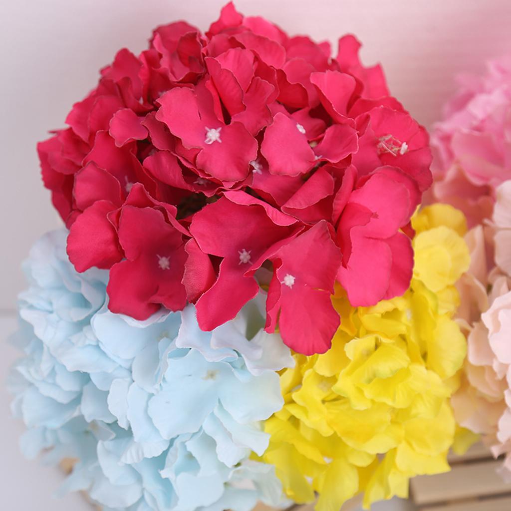 Artificial Silk Hydrangea Flowers Head Bouquet Wedding DIY Decor Red