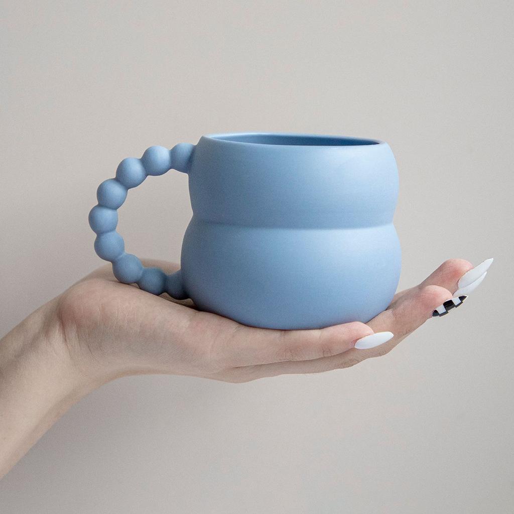 Ceramic Mug Cute Coffee Cup Decor Handmade Tea Cup Blue