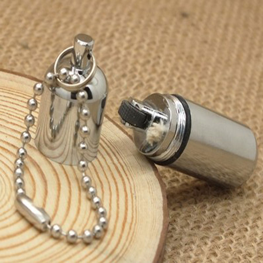 Combo Hộp Quẹt Bật Lửa Xăng Dá Kiêm Móc Khóa Mini Nắp Vặn + Tặng Bấc Đá Cao Cấp Chuyên Dụng