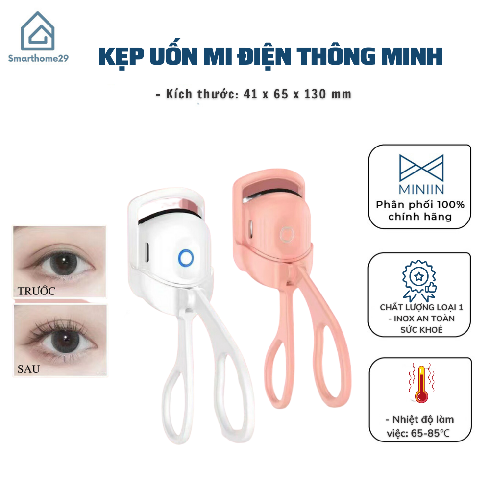 Máy Uốn Mi Điện Thông Minh - Kẹp Uốn Mi Nhiệt Đa Năng Nhỏ Gọn Làm Cong Nhanh Chóng Kèm Sạc USB Tiện Lợi - HÀNG CHÍNH HÃNG MINIIN