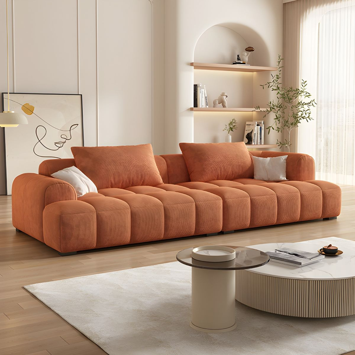 Sofa băng phong cách Hàn Quốc bọc nhung hiện đại BMSF39 Tundo Kích thước 2m x 85cm