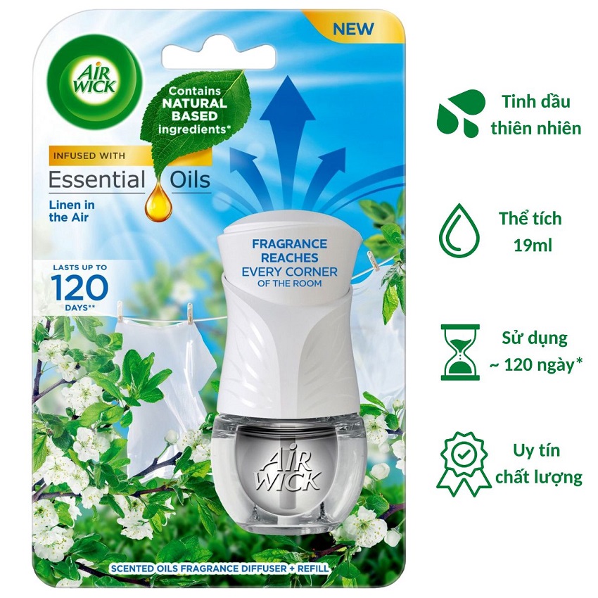 Bộ Tinh Dầu Cắm Điện Air Wick AWK2236 Linen in the Air 19ml , sử dụng điện 220V