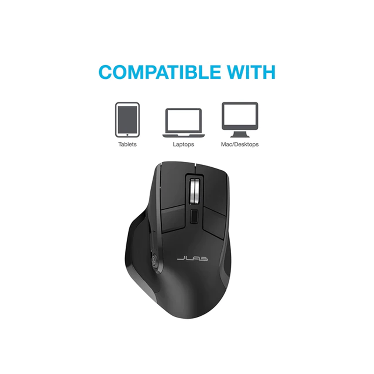 Chuột không dây pin sạc Jlab Epic 2 chế độ kết nối DPI 2400 9 nút Silent thiết kế công thái học phù hợp Laptop/PC - Hàng chính hãng - BH 2 năm 1 đổi 1