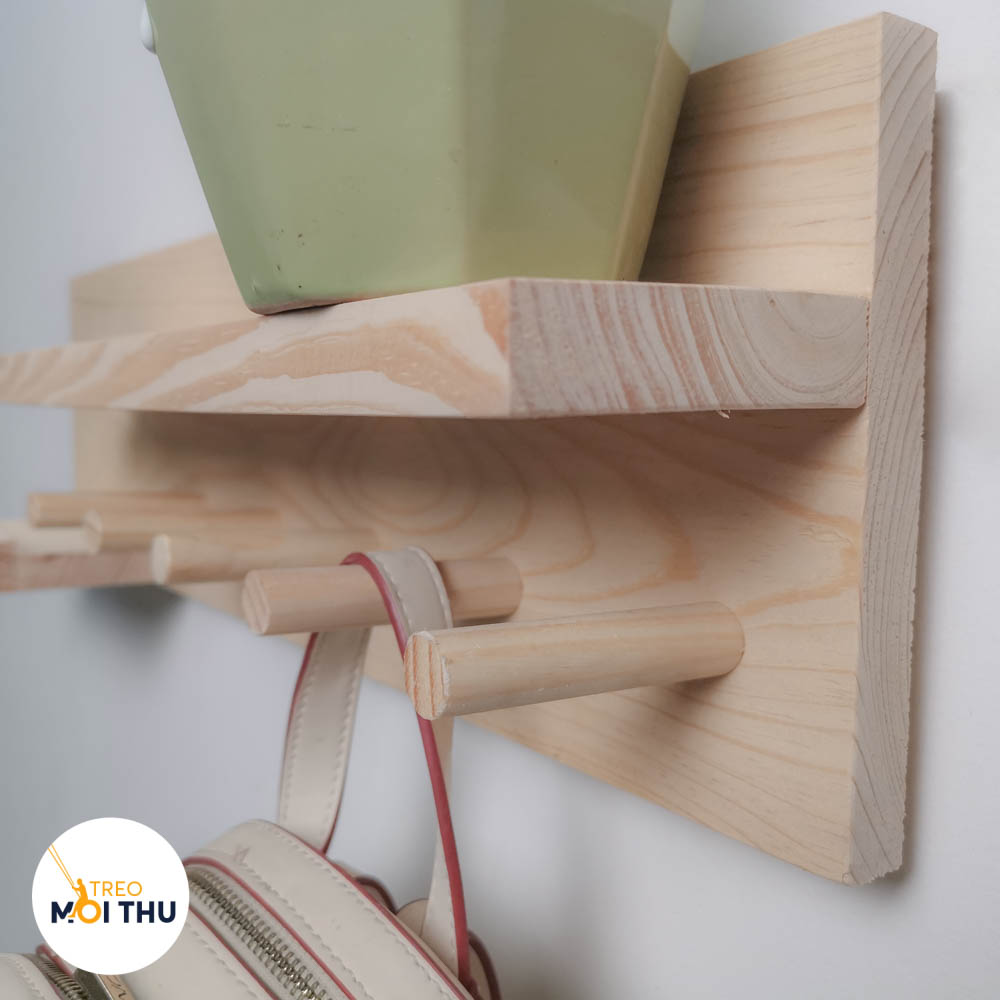 Kệ Gỗ Treo Tường Cửa Ra Vào - Mẫu 09 - Để đồ, treo chìa khóa - Phong cách Châu Âu - Treo Mọi Thứ