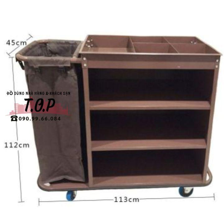 Xe làm buồng phòng khách sạn túi vải, Xe dọn phòng khách sạn, xe dọn buồng phòng 1 túi