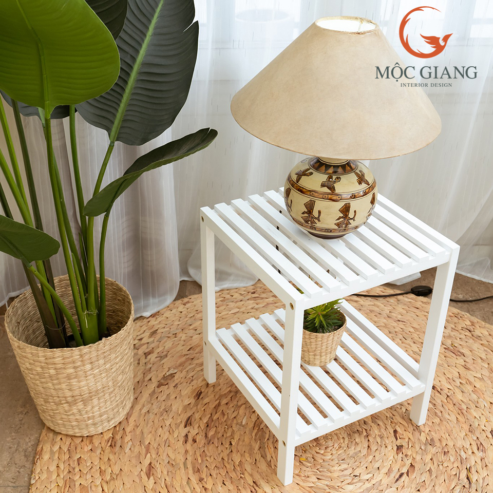 Kệ Gỗ Vuông 2 Tầng Kệ Tab Đầu Giường Gỗ Tự Nhiên Kiểu Dán Hàn Quốc - Nội Thất Mộc Giang