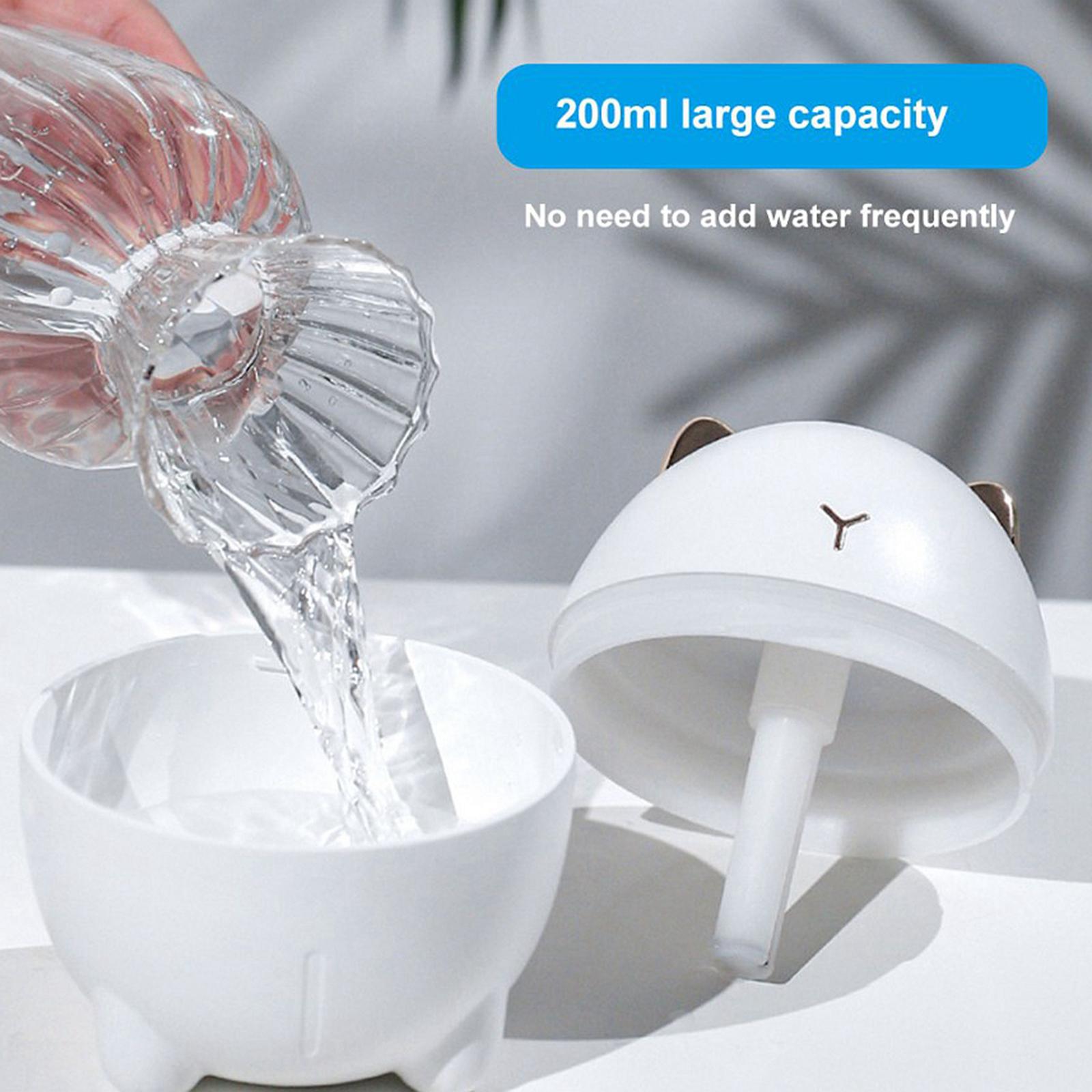 Warm  Mini Air Humidifier 200ml for Desktop Study Living Room White