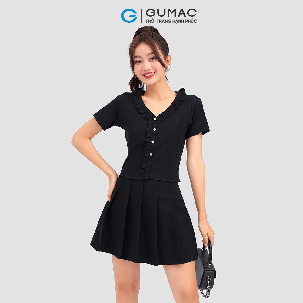 Áo thun GUMAC ATC11046 kiểu phối bèo nữ tính