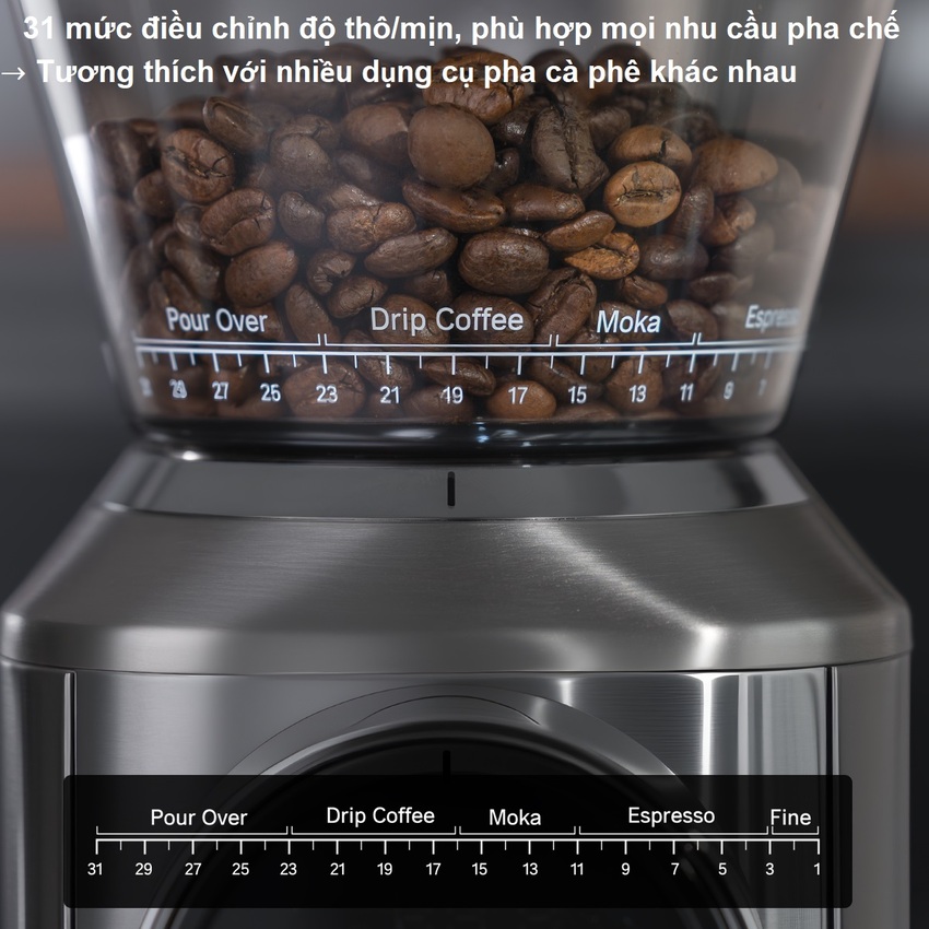 Máy xay hạt cà phê Espresso chuyên nghiệp. Thương hiệu Mỹ cao cấp HiBREW - G3 Plus. HÀNG CHÍNH HÃNG