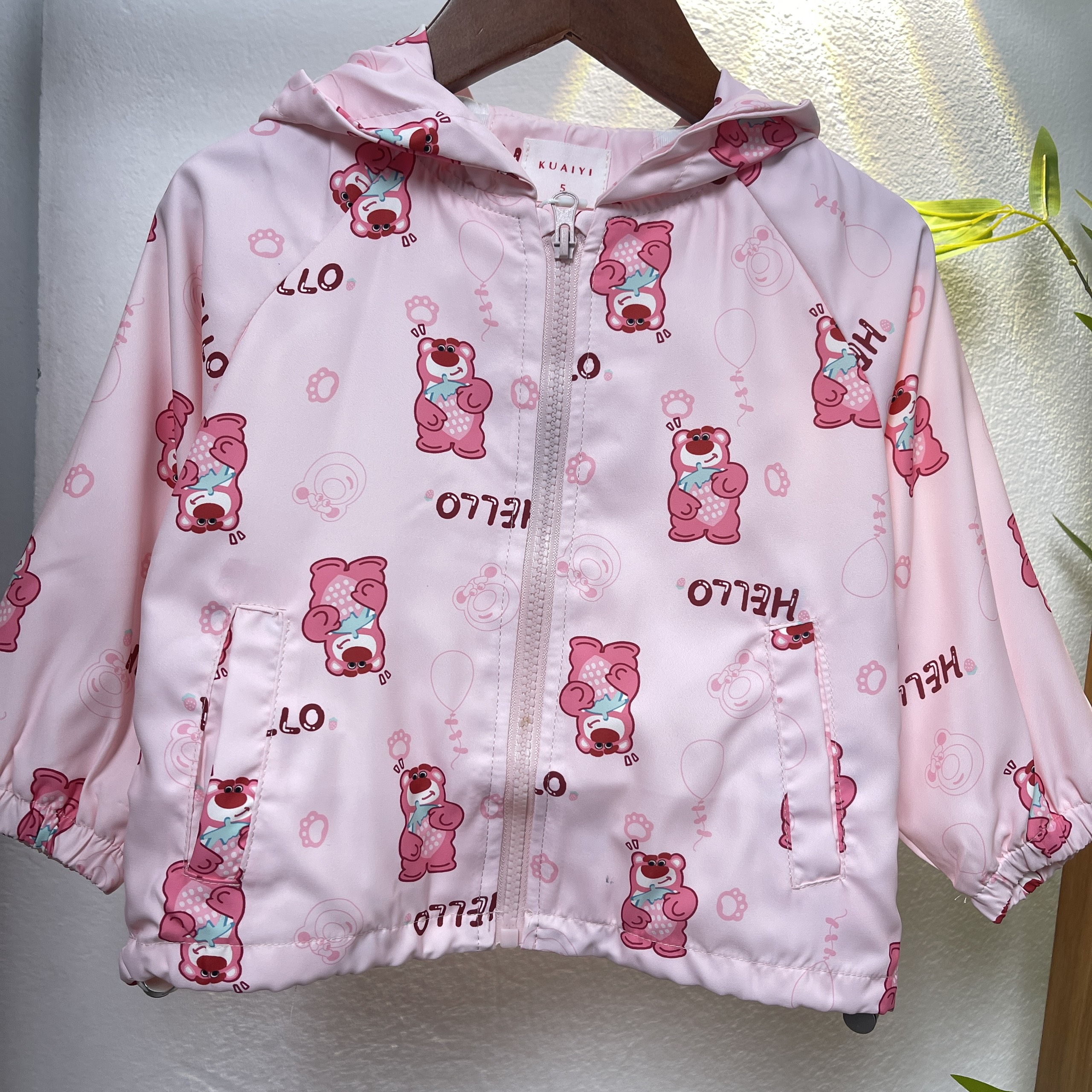 Áo khoác gió cho bé gái 1-6 tuổi 2 lớp túi bèo đính nơ cao cấp lót cotton hàng Quảng Châu