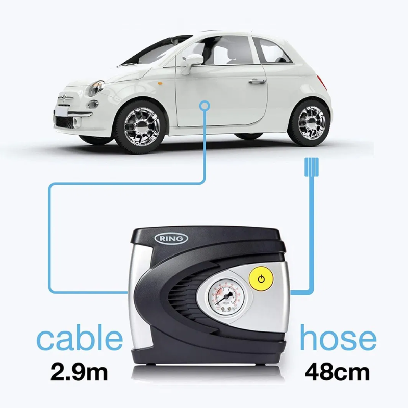 Bơm Ô Tô Mini Tự Động Ring Analogue Compressor RAC610, Bơm Lốp Xe Ô Tô Cầm Tay, Nhập Đức, BH 12 Tháng