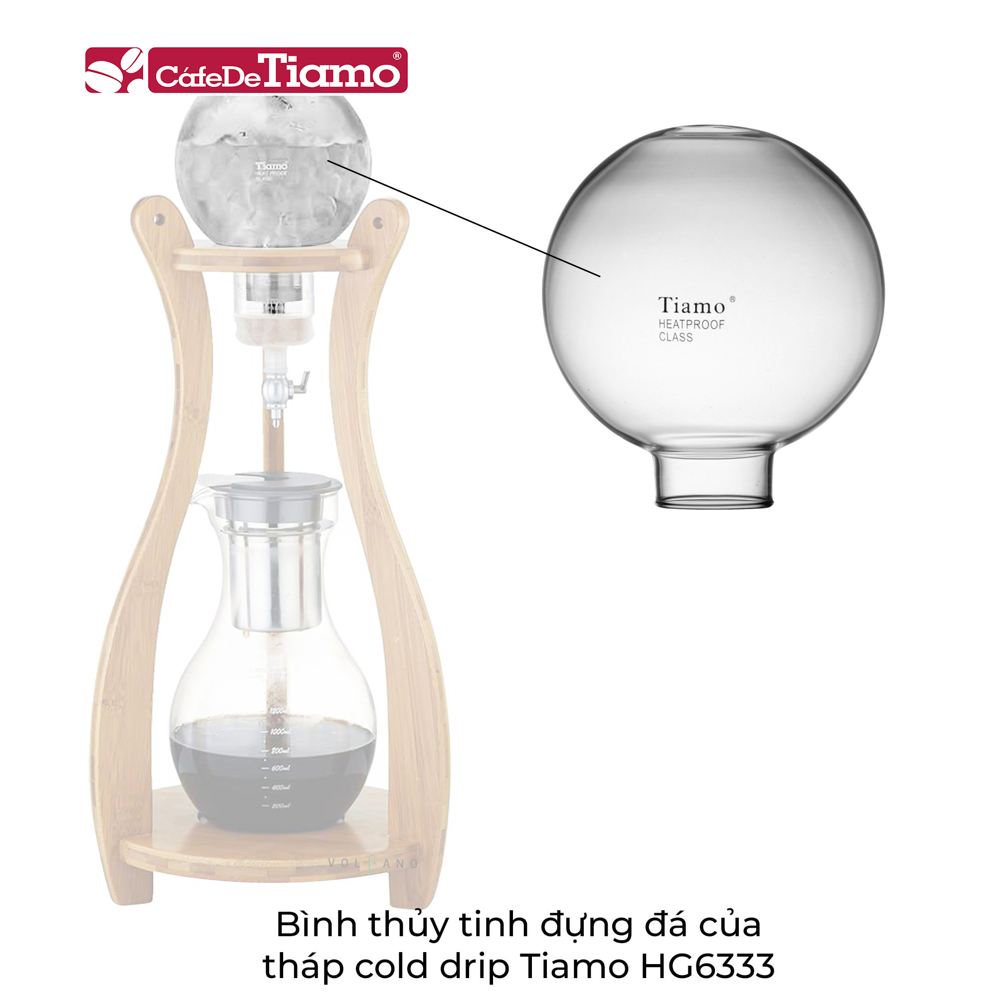 Bình thủy tinh đựng đá của tháp cold drip Tiamo HG6333