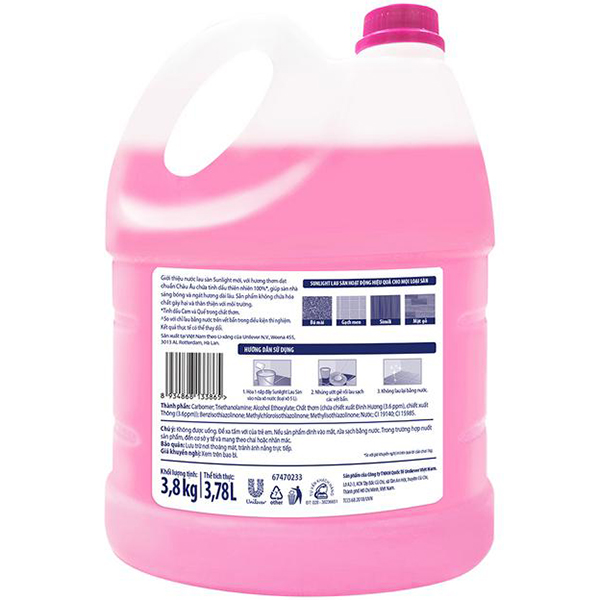Chai Nước Lau Sàn 3.8 KG Sunlight Lưu Lại Hương Thơm Dài Lâu - Tạo Không  Gian Sống Thoáng Mát - Mang lại Sự Thư Giãn Cho Cả Gia Đình Hương Hoa