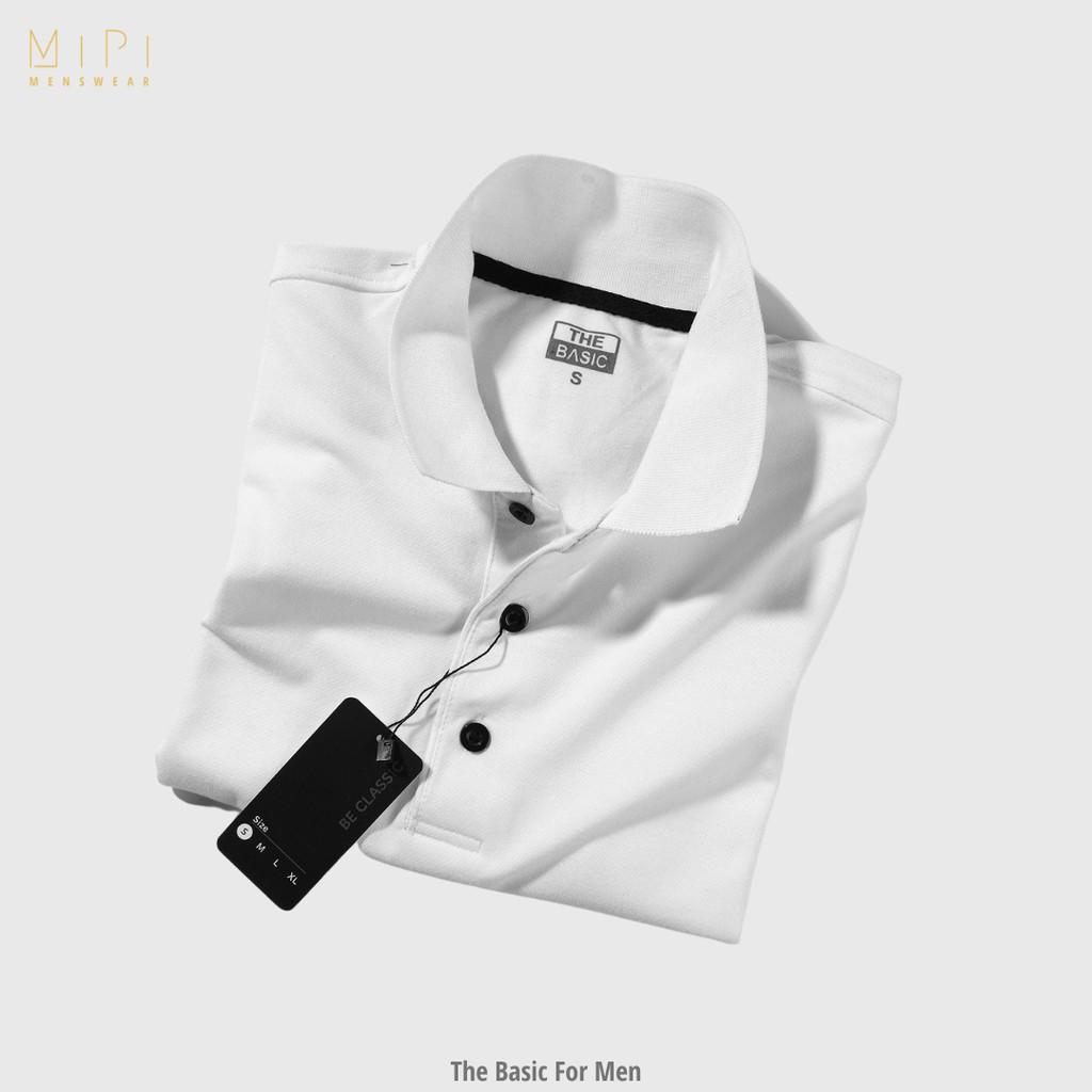 Áo thun cổ bẻ nam tay ngắn, POLO Trắng đen chất cotton thoáng mát, thấm hút tốt, cao cấp cực sang trọng