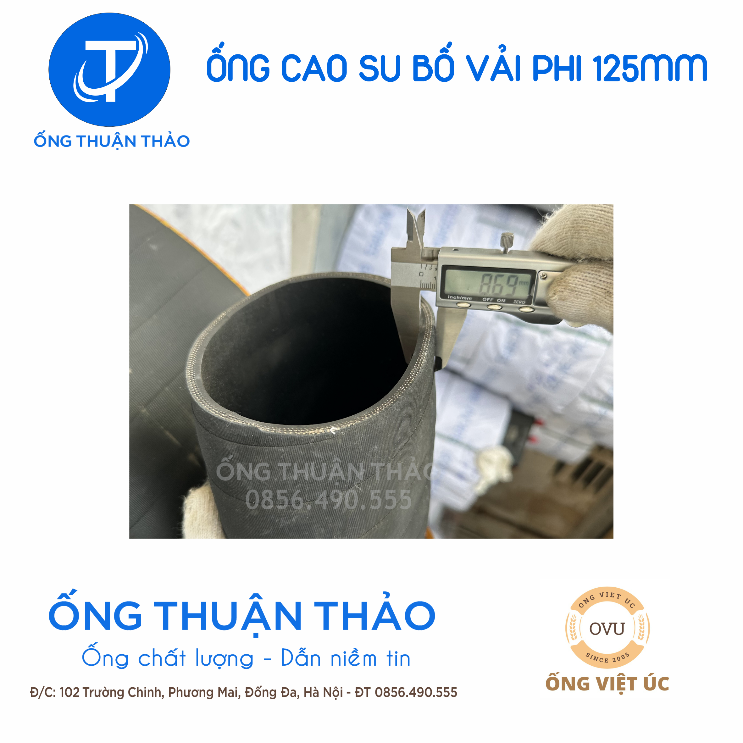 Ống cao su bố vải KT phi 125MM CUỘN 10 MÉT Nhập Khẩu - Ống Chống Phá Chống Nổ THUẬN THẢO