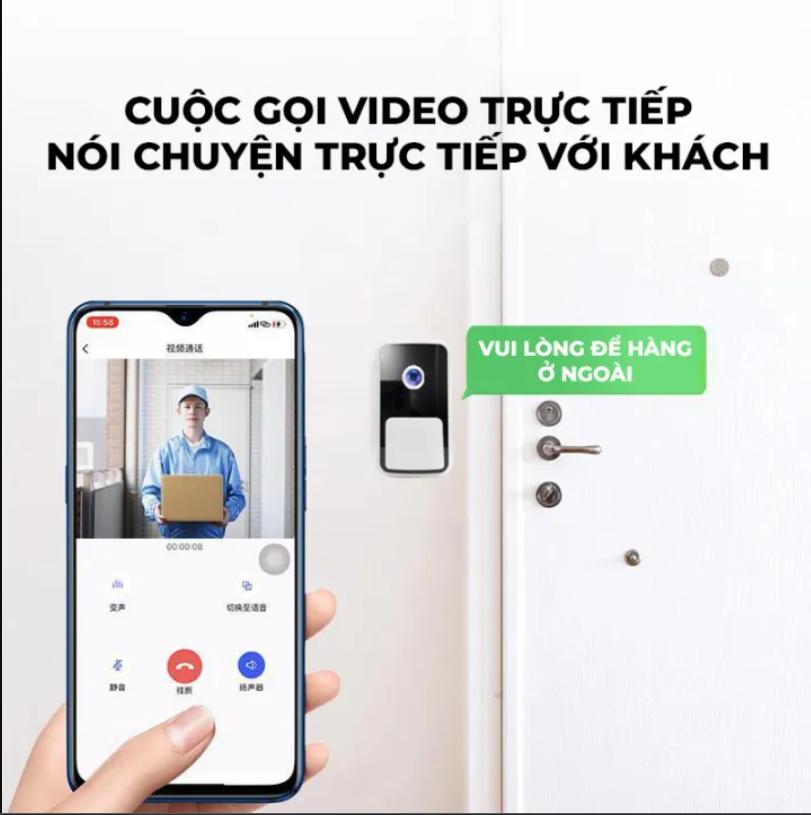 Chuông Cửa Liên Lạc Nội Bộ Video Thông Minh M5 Kèm Camera Báo Động, Chuông Cửa Thông Minh