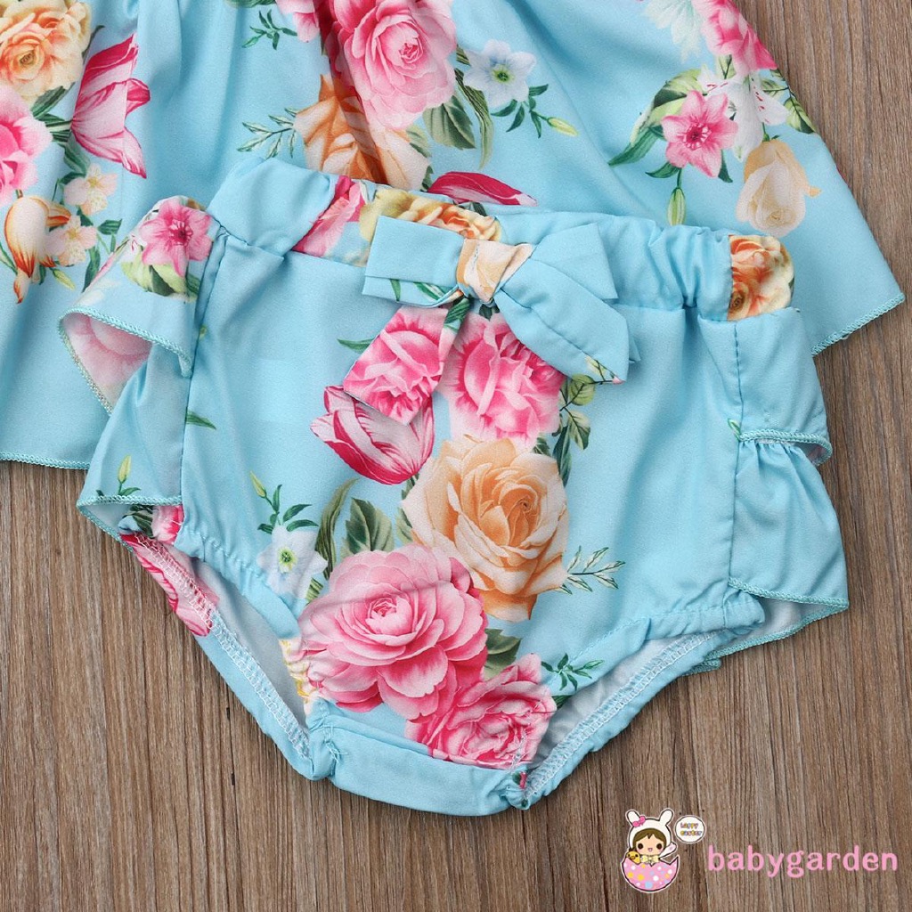 Đầm Bé Gái Size Từ 5kg Đến 8kg Hoa Hồng Xanh Tặng Kèm Quần Vải Lụa Mềm Siêu Xinh