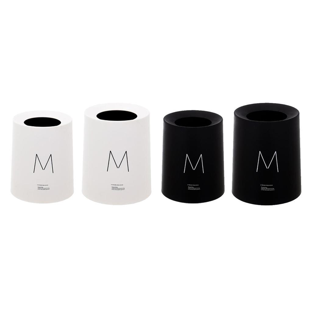 Round Trash Can Wastebasket Garbage Container Bin Bathrooms Rooms white 8L