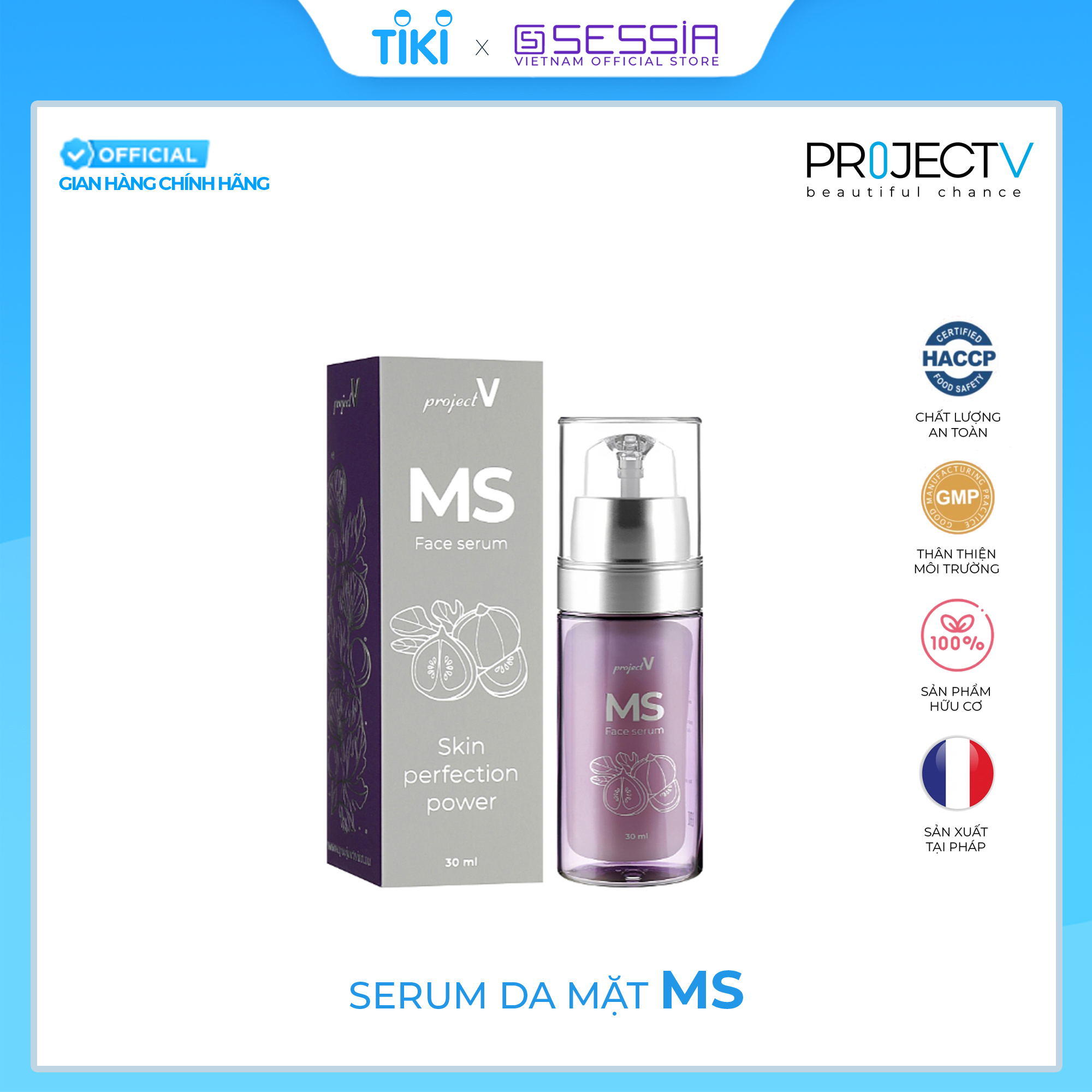 [VOUCHER 400K] Serum cho Da Mặt MS Beauty Hit - PROJECT V - Tăng sự trẻ hoá, 30ml - Xuất xứ Pháp, Hàng Chính Hãng