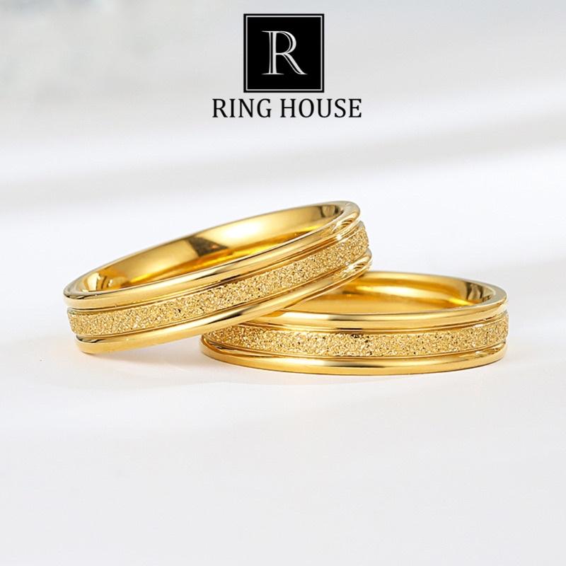 Nhẫn titan nữ nam nhẫn cặp đôi nhám sáng ngang 4mm đẹp Ring Hous