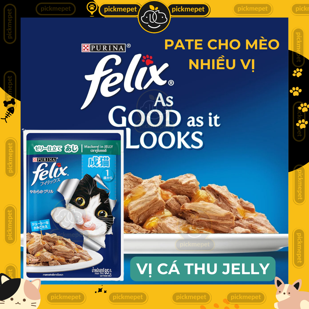 Pate Mèo FELIX Purina Nhiều Vị Thơm Ngon - Gói 85g