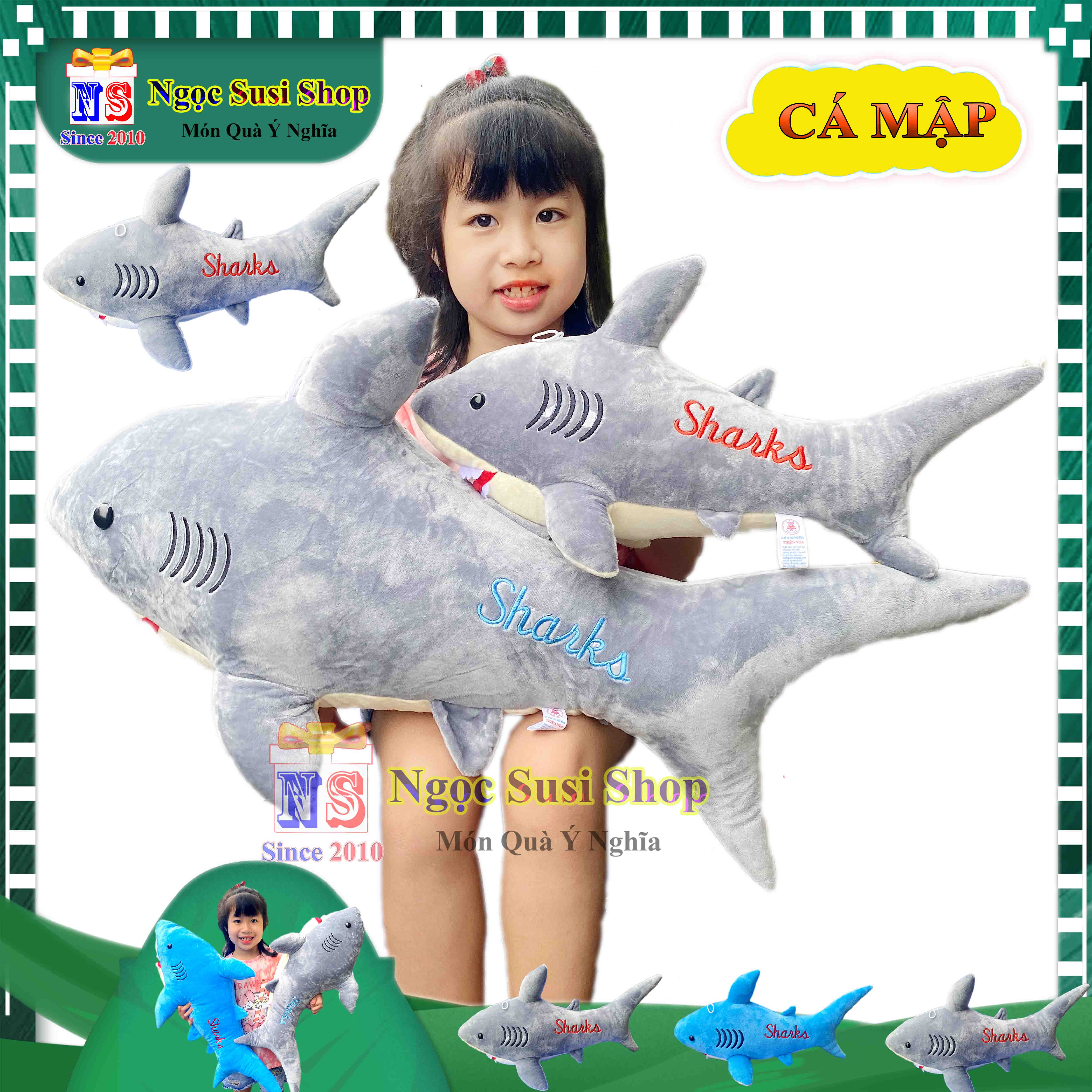 GẤU BÔNG CÁ MẬP SHARK SIÊU TO KHỔNG LỒ CHO BÉ ÔM NGỦ - THÚ NHỒI BÔNG HÌNH CÁ MẬP SHARK SIÊU MỀM MỊN DỒN 100% GÒN