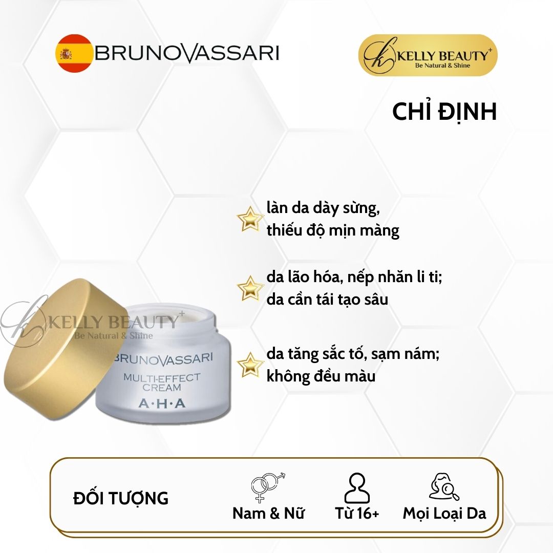 Kem Dưỡng Sáng Da Mờ Nếp Nhăn AHA Multi-Effect Cream - Bruno Vassari | Kelly Beauty