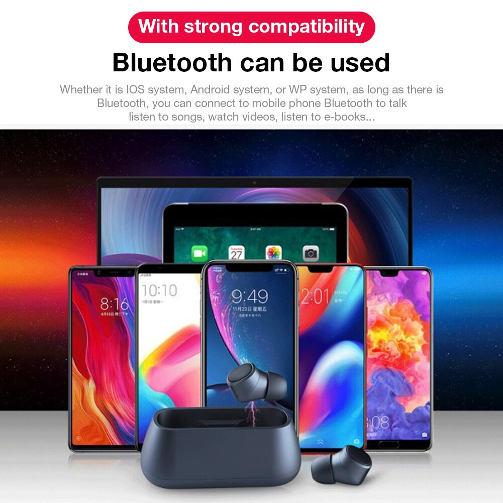 Tai Nghe Bluetooth True Wireless VINETTEAM T1 5.0 Tai Nghe Không Dây Tai Nghe Nhét Tai Khử Tiếng Ôn Tích Hợp Micro - Tự Động Kết Nối - Tương Thích Cao Cho Tất Cả Điện Thoại - Hàng Chính Hãng(Có Túi Đựng)