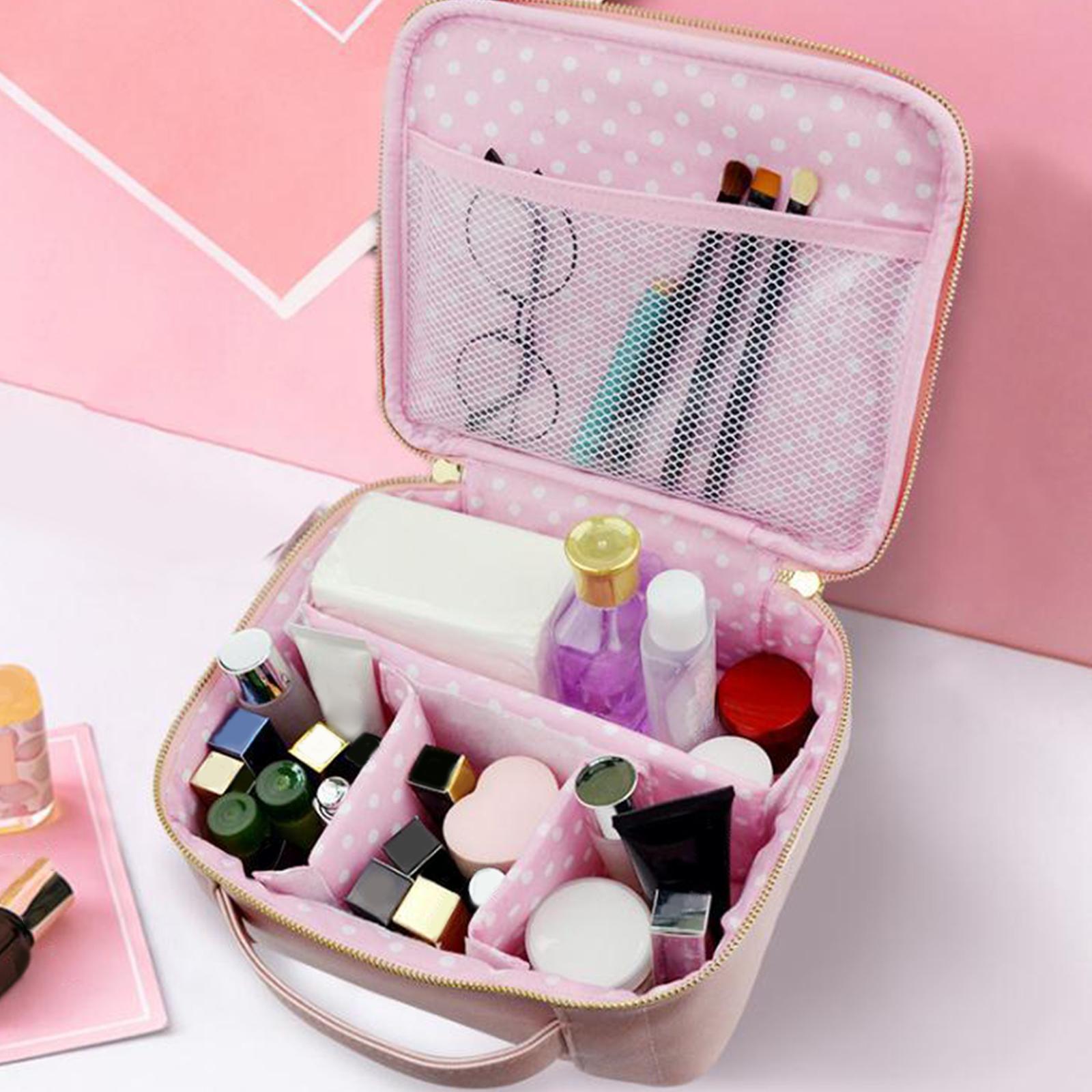 Makeup Cosmetic Bag Double Zipper Storage Washable Organizer for Accessories Shampoo