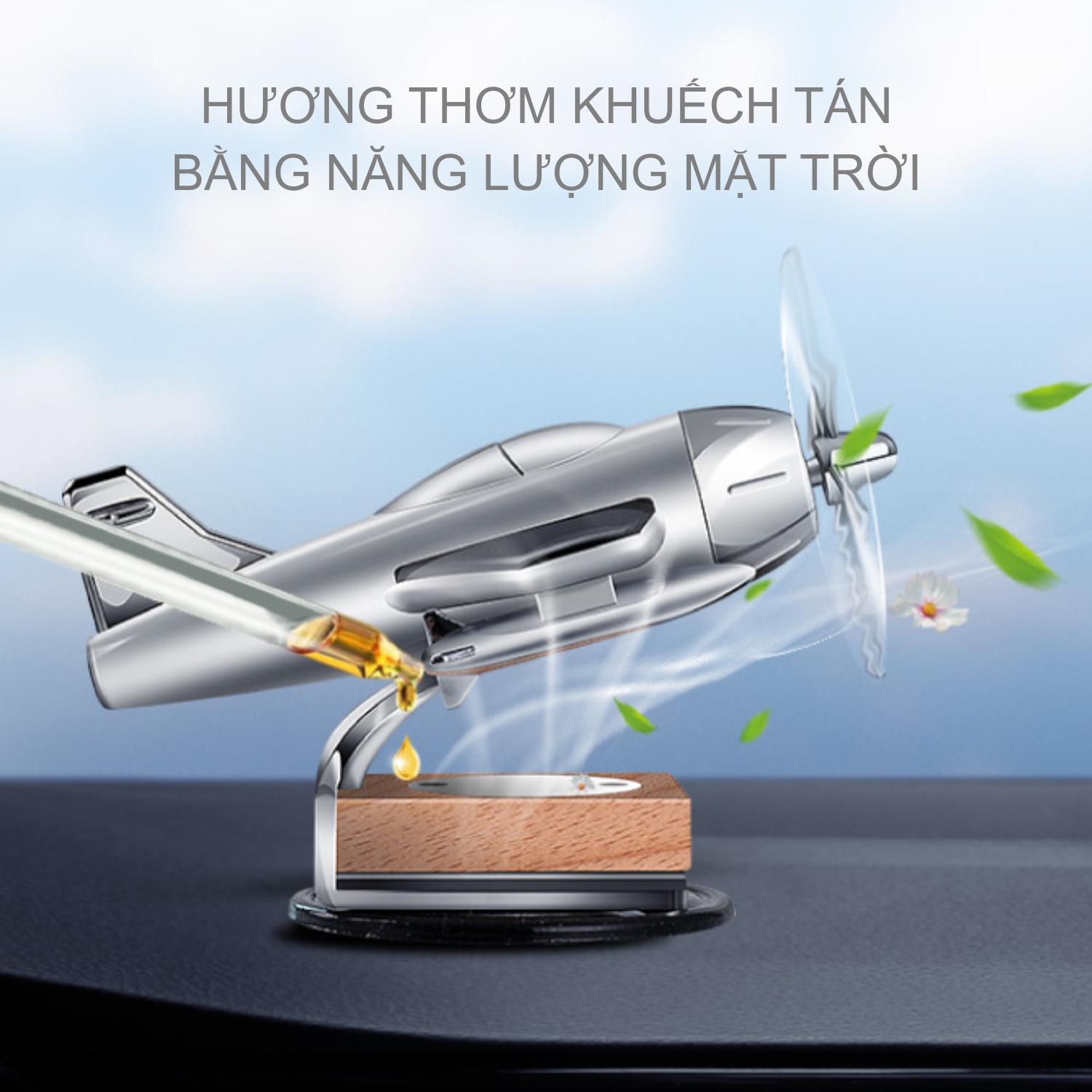 Tinh dầu thơm xe hơi mô hình máy bay chiến đấu chạy bằng năng lượng mặt trời