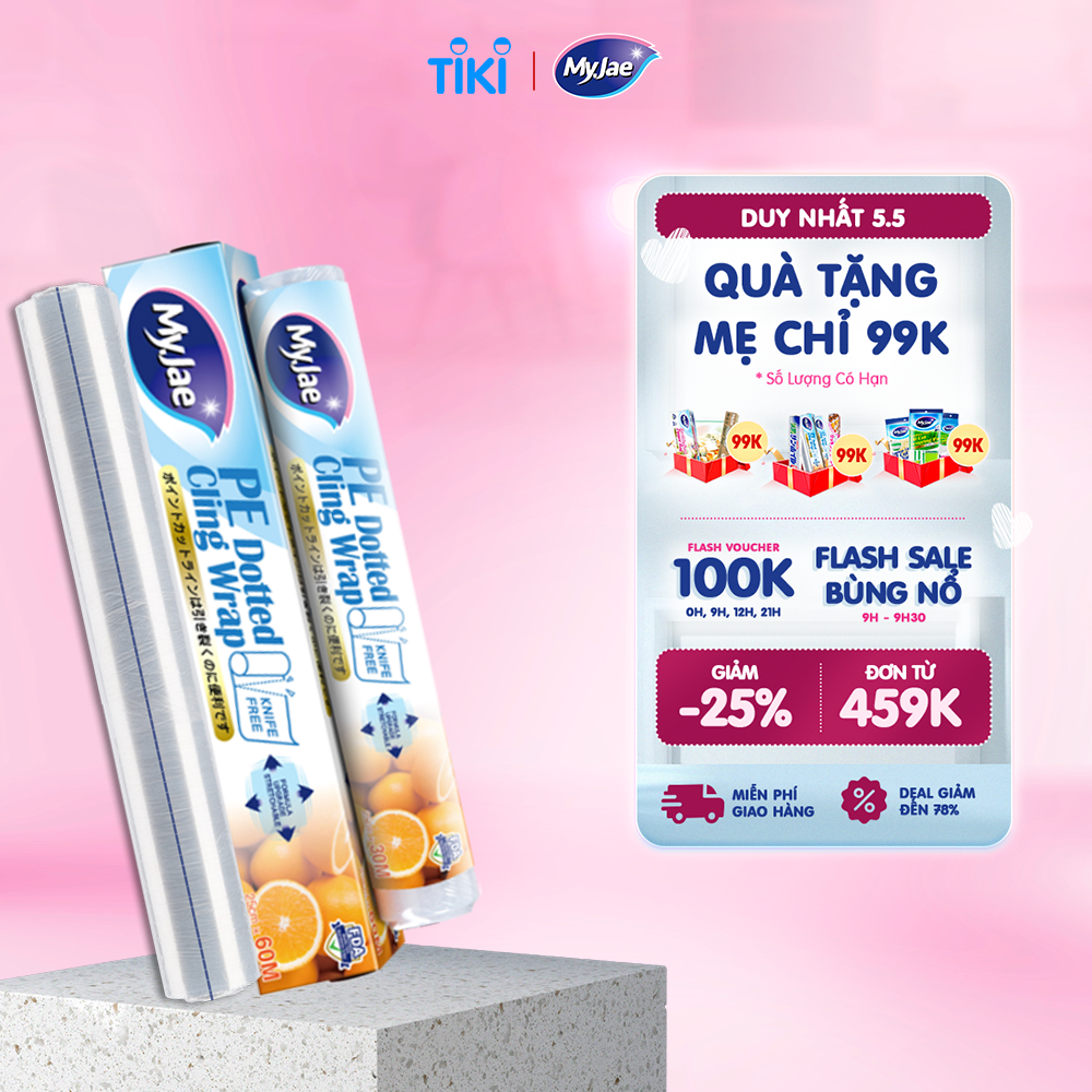 Màng bọc PE chấm đứt 60m (M) (Tặng thêm màng bọc 30m) MyJae