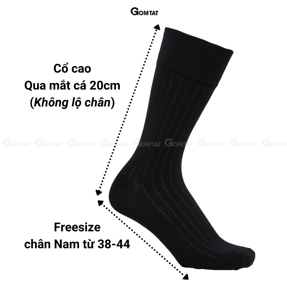 Combo 5 đôi tất vớ cổ cao nam công sở đi giày tây GOMTAT họa tiết gân chìm màu đen, cotton cao cấp - TAYGANCHIM-DEN-CB5