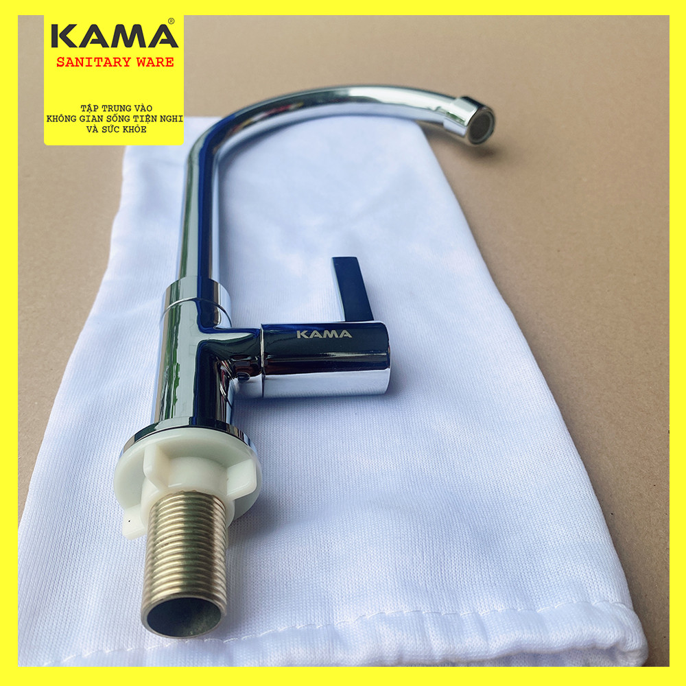 Vòi rửa chén lạnh  KAMA SYLK-01 đồng mạ crome cao cấp chính hãng KAMA - Phù hợp với mọi bồn rửa chén - MẪU MỚI
