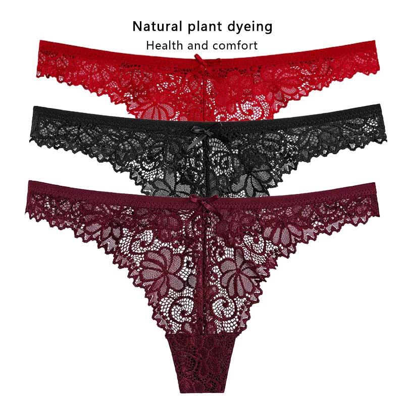 Lace Thong Women Hollow Out Sexy G String Embroidery Floral Panties Low Waist Underwear Close Breathable M-XL