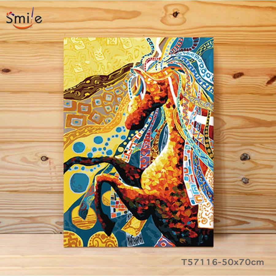 Tranh tô màu theo số Smile FMFP trừu tượng ngựa phi nước đại đã căng khung 50x70cm T57116