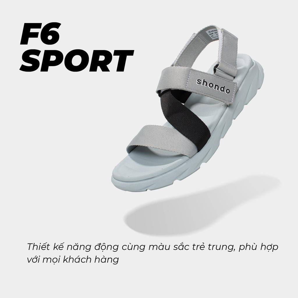 Giày Sandals Nam Nữ Shondo F6 Đế Xám Phối Quai Đen F6S2011