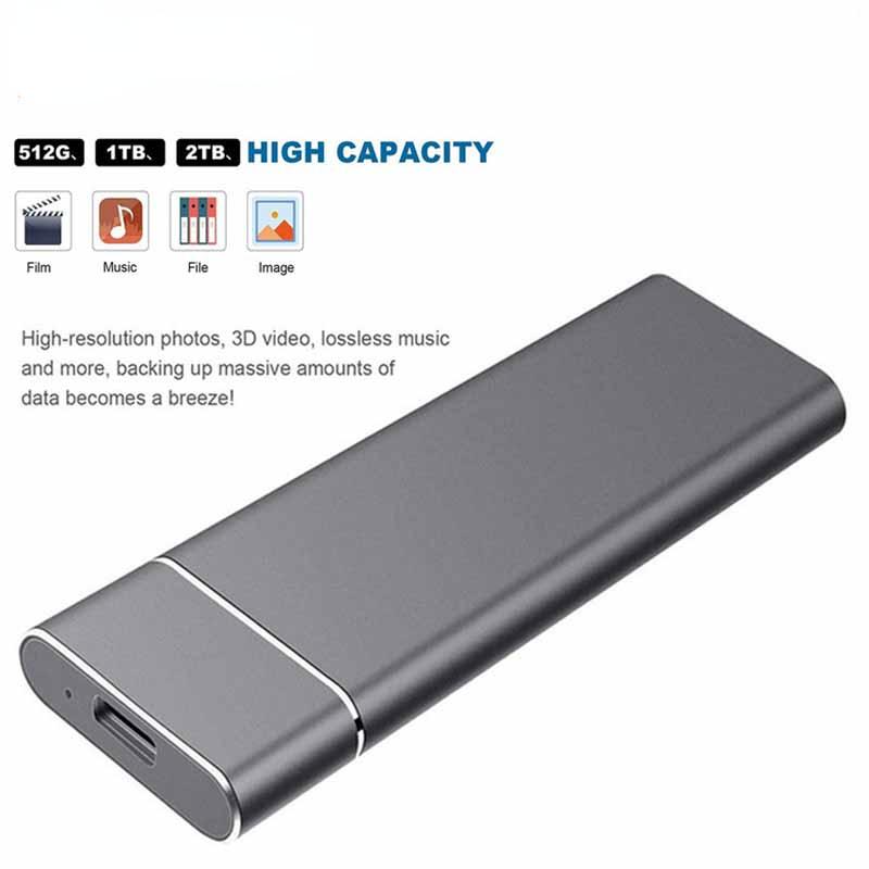 SSD Ngoài 500GB 1TB Ổ đĩa thể rắn di động Ổ đĩa flash di động TypeC USB Mini Slim Thiết bị bộ nhớ flash truyền tốc độ cao Màu sắc: Vàng 128TB