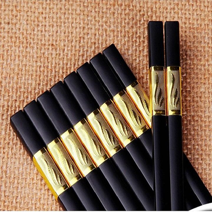 BỘ 10 ĐÔI ĐŨA HỢP KIM ĐẦU BỌC VÀNG CHỐNG MỐC CHỐNG TRƯỢT SANG TRỌNG
