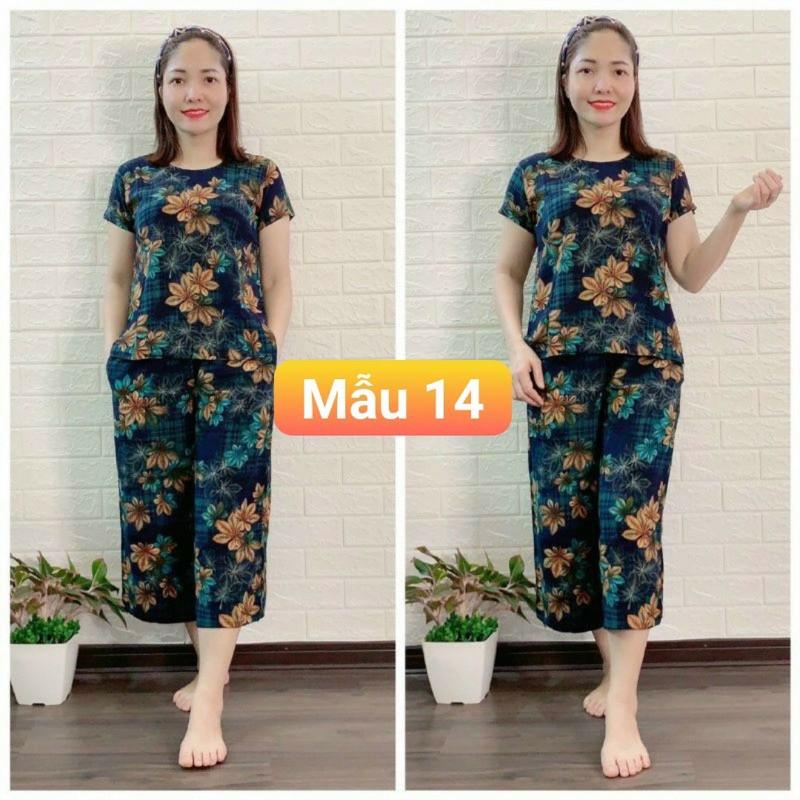 Đồ bộ tole lửng, bộ lanh trung niên cho mẹ quần ống rộng, vải dầy mền mịn, mặc mát thấm hút mồ hôi size 48-70kg