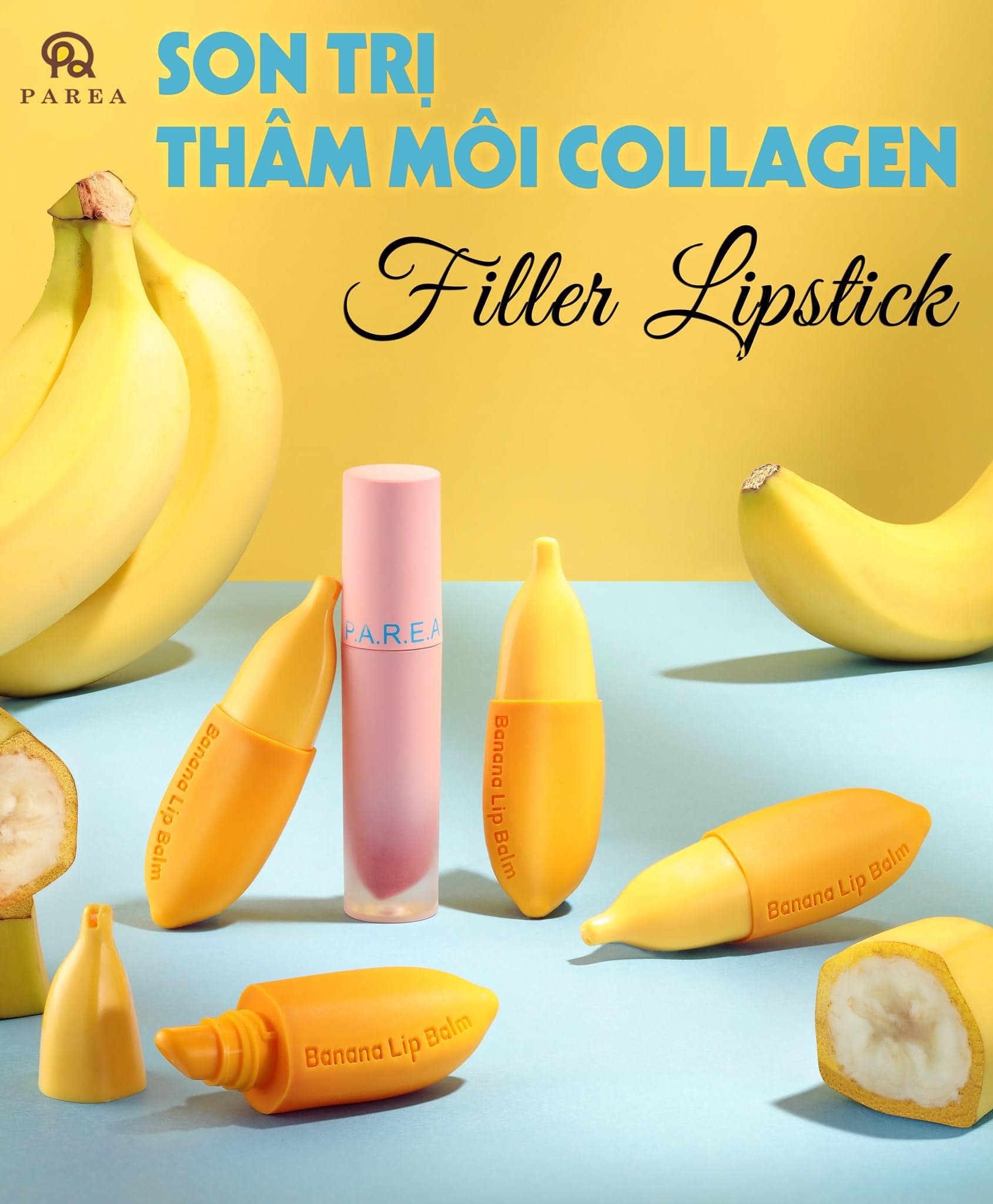 Son Chuối Hỗ Trợ Khử Thâm Môi Filler Lipstick Collagen Parea Chính Hãng