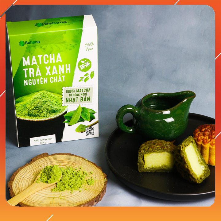 Bột Matcha Trà Xanh Behena - 50g - Nguyên Chất - Công Nghệ Nhật Bản - Màu Xanh Tự Nhiên