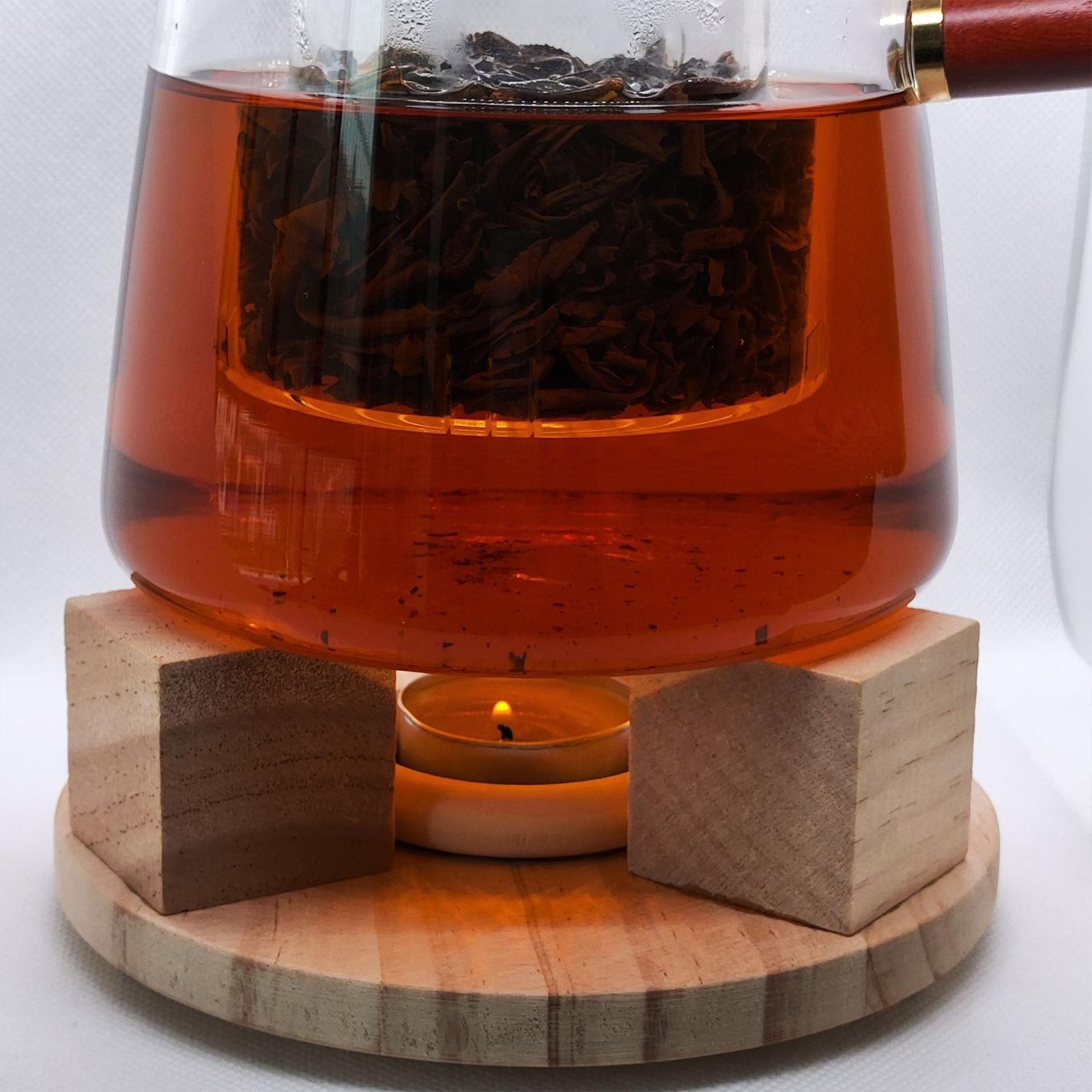Teapot Warmer Candle Heating Base Wooden Tea Light Warmer for Tea Hotel Milk