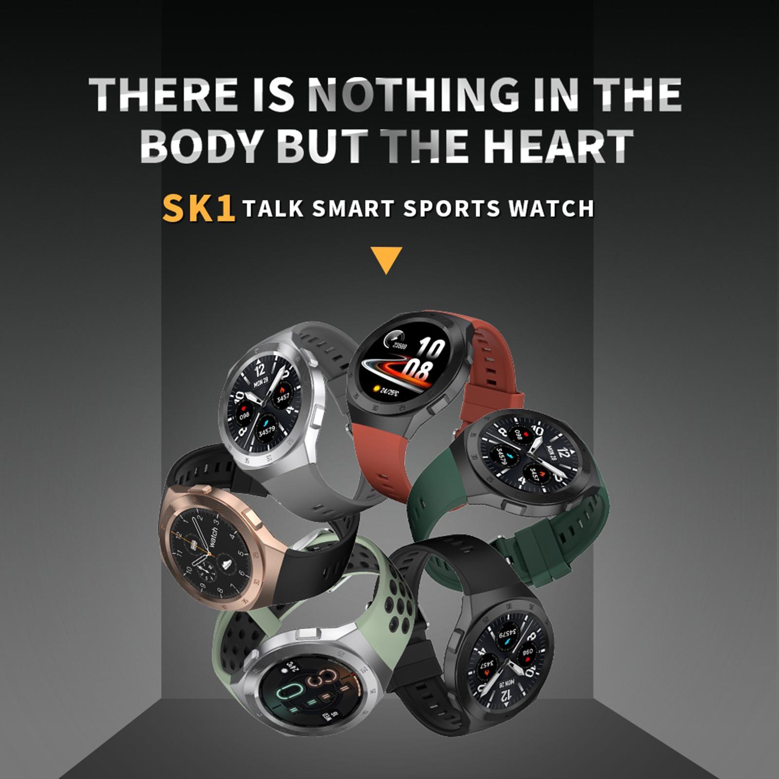 Round Sports 1.3IN Smartwatch IP68 Waterproof Bluetooth Call for Men Women Black