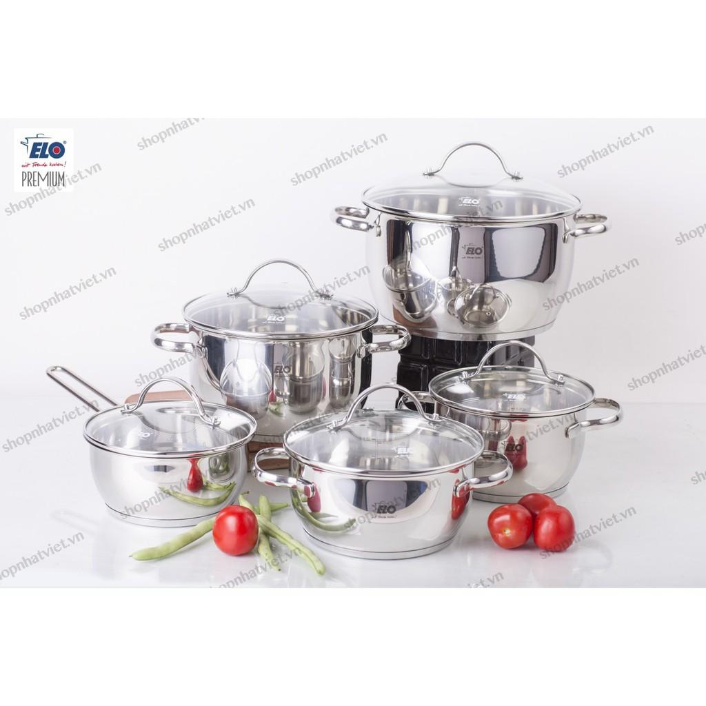 Bộ Nồi Bếp Từ Elo LUNA PLUS 5 Món,1-7L, Size 16-24cm, Bộ Nồi Inox Đáy Từ, Chảo Chống Dính Bếp Từ